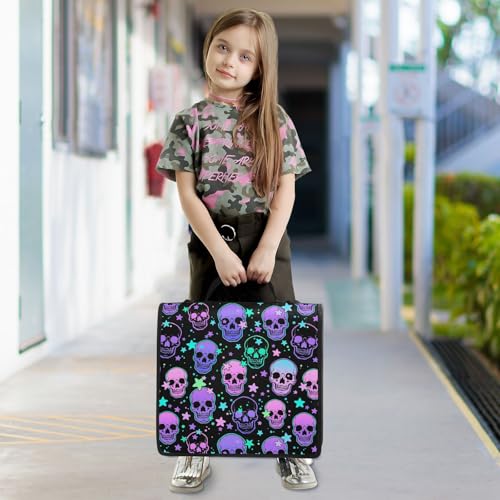 Personalized Magic Skull 3 D-Ring Binder Bag Multi-Pocket Zipper Organizer with Handle and Detachable Shoulder Strap Holds 500 Sheets for School Office Supplies - color: Dhb-004