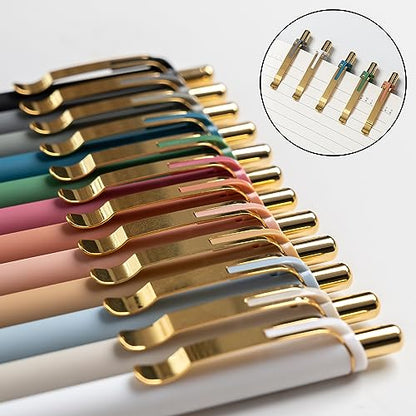 Linbsunne Ballpoint Pens Black Medium Point 1mm with Super Soft Grip Ball Point Pen for Men Women Retractable(gold-6x2 pcs) - color: gold-6x2 pcs