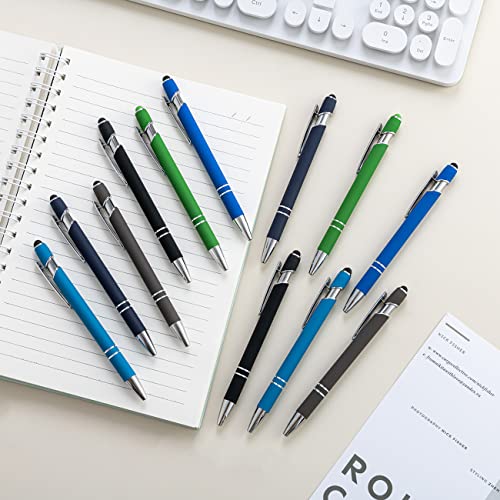 PASISIBICK 12 Pieces Ballpoint Pen with Stylus Tip, 2 in 1 Stylus Stylish Pen, Premium Metal Stylus Pen for Touch Screens, Black Ink, 1.0 mm Medium Point.(Pack of 12) - color: 12 Pcs Stylus Pens-2