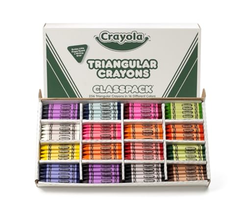 Crayola Triangular Crayon Classpack (256ct), 16 Colors, Bulk Toddler Crayons, Teacher Classroom Must Haves, School Supplies, Preschool & Kindergarten - size: 256 Count (Pack of 1)