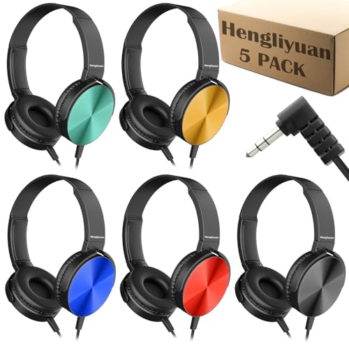 Kids Headphones for School Classroom Bulk 5 Pack,Swivel Foldable,3.5mm Jack,Wired Over Ear Headphones for Kids Children Boys Girls Teen Toddler Teachers(HLY003 5 Colors) - size: 5 PACK