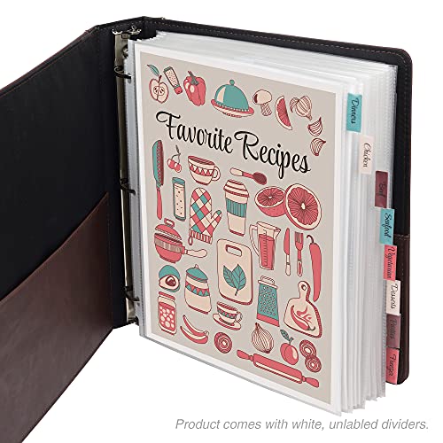 Samsill 8 Tab Recipe Dividers, Recipe Sleeves, Sheet Protector Dividers, with Tab Inserts, Clear, Super Heavyweight, Top Loading, 3 Hole Punched for Standard Letter Size Binders, Archival Safe - size: 1 Pack, style: Tabbed (Letter Size)