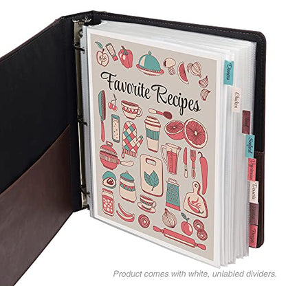 Samsill 8 Tab Recipe Dividers, Recipe Sleeves, Sheet Protector Dividers, with Tab Inserts, Clear, Super Heavyweight, Top Loading, 3 Hole Punched for Standard Letter Size Binders, Archival Safe - size: 1 Pack, style: Tabbed (Letter Size)