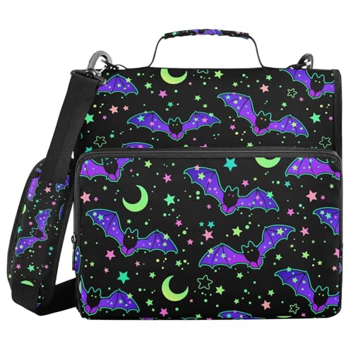 Personalized Magic Bat 3 D-Ring Binder Bag Multi-Pocket Zipper Organizer with Handle and Detachable Shoulder Strap Holds 500 Sheets for School Office Supplies - color: Dhb-001