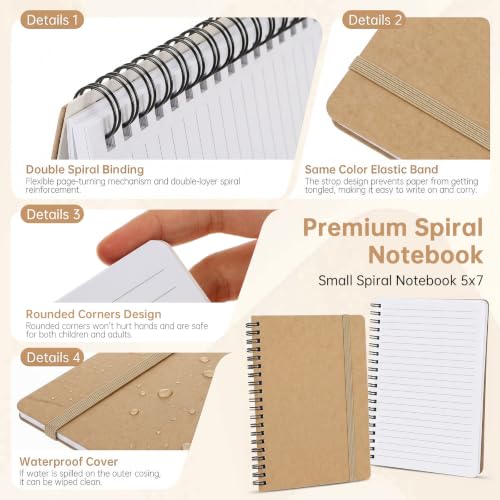 Watersay 30 Pcs Small Spiral Notebooks A6 with Straps, Multicolor 5" x 7" Pocket Notebooks Mini Lined Journals 50 Sheets for Back to School Supplies Students Rewards Office Gifts(Natural Wood) - color: Natural Wood