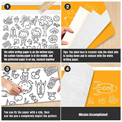 Carbon Paper for Tracing Graphite Transfer-Paper - PSLER 30 Pcs White Graphite Paper for Tracing Drawing Patterns on Wood Projects Canvas Fabric Artist Lettering Sketch Drawing A4 8.27 X 11.81 Inch - color: white
