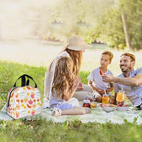 Cute Food Insulated Lunch Bag Reusable Cookies Eggs Lunch Box Women Men,Cooler Thermal Meal Tote for Kids School Student Picnic Office Work - color: Cute Food ,Cookies Eggs