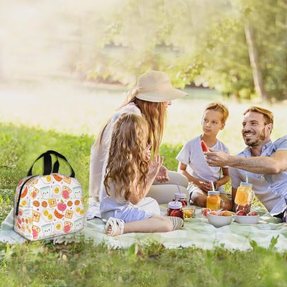 Cute Food Insulated Lunch Bag Reusable Cookies Eggs Lunch Box Women Men,Cooler Thermal Meal Tote for Kids School Student Picnic Office Work - color: Cute Food ,Cookies Eggs