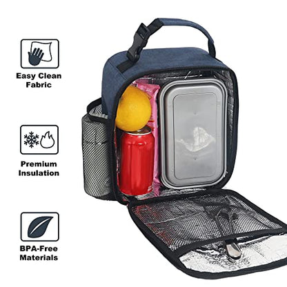 Lunch Box for Men & Women Durable Lunch Bag for Adults & Kids Reusable Small Lunchbox Blue - color: Blue