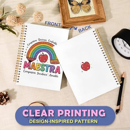 JUDFNCDE Teacher Maestra Appreciation Gifts, Regalo Para Maestra, Rainbow Hardcover Notebook Journal 5.5 x 8.3 - color: Maestra-Rainbow