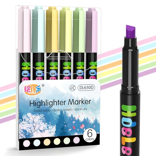 Guangna 6 Pack Highlighters Chisel Tip Markers with Smooth Quick-Drying Ink | for paper - color: Pastel Colors