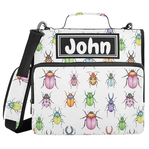 Cute Tiny Animals Print Custom Zipper Binder Bag 3 Ring with Shoulder Strap & Handle Personalized Binder Bag Expandable File Folder for School - color: Multi-cute Tiny Animals