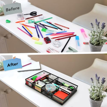 shenee Desk Drawer Organizer Tray,Drawer Organizer for Office and Home,Desk Organizer with Drawers,7 Compartments,Non-Slip Desk Organizers (Black, 12.3" L x 8.3" W x 1.8" H) - size: 12.3" L x 8.4" W x 1.8"H