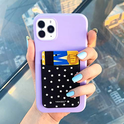 VANDEL Pocket – Stick-On Fabric Phone Wallet Stick On for Women, Cute Credit Card Holder for Phone Case, Back of Phone Fabric Sleeve for iPhone Pocket, Stretchy Wallet Phone Case - color: Night Sky