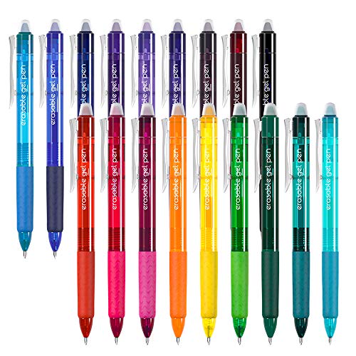 Vanstek 18 Colors Retractable Erasable Gel Pens Clicker, Fine Point(0.7), Make Mistakes Disappear, Premium Comfort Grip for Drawing Writing Planner and Crossword Puzzles - color: 18 Colors