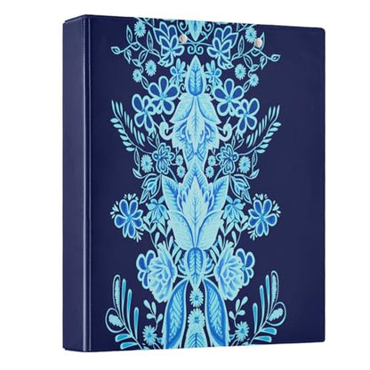 3 Ring Binder with Clipboard, D Rings Holds 200 Sheets, Heavy Duty Binders Folder for School Office, Waterproof PVC Cover with 3 Interior Clear Pockets, Midnight Blossoms