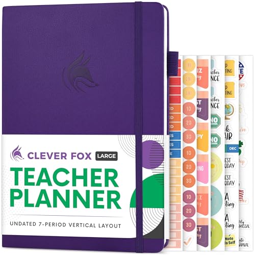Clever Fox Teacher Planner, School & Homeschool Book, B5 Size Purple | Undated, 7x10, lay-flat binding, heavy-duty hardcover, teacher lesson weekly & daily planner, homeschool supplies - color: Purple, size: Smaller than A4 (7″ x 10″)
