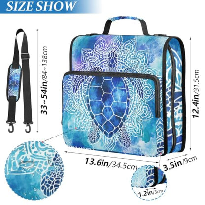 Sea Turtle Tie Dye Zipper Binder Bag 3 Ring with Handle Shoulder Strap, Binder File Organizer Bag Storage Case for School Work Office