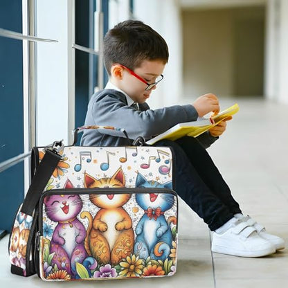 3 Ring Zipper Binder With Shoulder Strap Documents Storage Organizer Animal Dog - color: Three Singing Cats