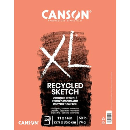 Canson XL Series Recycled Sketch Pad, 11” x 14”, Fold-over Cover, 100 Sheets (100510923) - size: 11x14