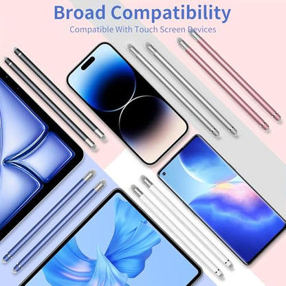 10 Pack Stylus Pen for Touchscreen,Stylus Pen for iPad | 2-in-1 High Precision,Sensitive Stylus,Suitable for iPad/ iPhone/Android Tablets,Compatible with Touch Screens Devices - color: Black*2/White*2/Silver*2/Blue*2/Rose Gold*2