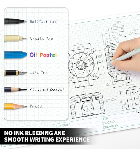 Isometric Graph Paper, 11"x17" Dot Grid Paper, 0.25" Grid, 50 Sheets Landscape, Easy-Tear Glue-Bound, 11"x17" Cardboard Backing, for Drafting, Engineering, Architect Designers - color: 1 Pack-Dot Grid (50 Sheets/Pad), size: 11" x 17"Landscape