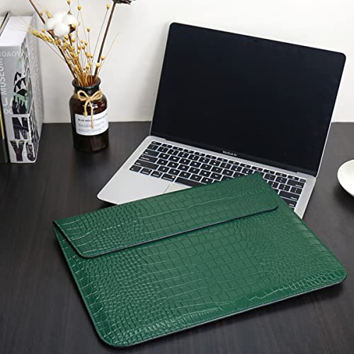 Laptop Sleeve 13-13.6 Inch Crocodile PU Leather Flip Case for 2016-2026 MacBook Neo 13 A18 Pro A3404 Air 13/13.6/ Pro 13 M5 M4 M3 M2 M1, for HP Dell Microsoft 13-13.6" Notebook, Green - color: Green