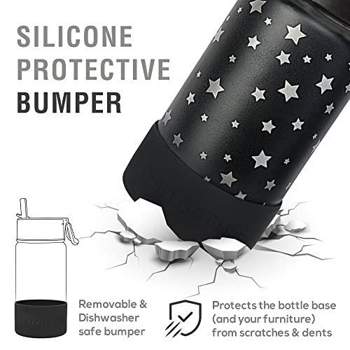 CHILLOUT LIFE 12oz Kids Insulated Stainless Steel Water Bottle with Leak Proof Straw Lid & 144 Stickers - color: Star Night Sky, style: 12 oz