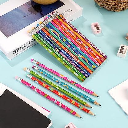 200 Pcs Motivational Pencils Bulk, Rainbow Inspirational School Pencils for Classroom, Cute Pencil with Encourage Positive Sayings, Back to School Supplies for Kids Student Teacher Classroom Reward - size: 200 Count (Pack of 1)