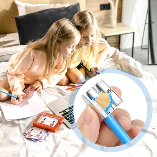 8 Pack, 2 Holes Handheld Metal Pencil Sharpener | Alloy Manual, Durable and Drop-resistant Pencil Sharpener, Pencils of different sizes, Schools, Offices, Homes, Art Projects - color: 8 Pack