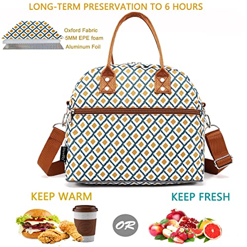 FlowFly Insulated Lunch Bag With Shoulder Strap for Women, Men, and Kids, Large and Reusable, Handle, Freezable Work and School Travel Tote and Meal Prep Organizer,Square - color: Square