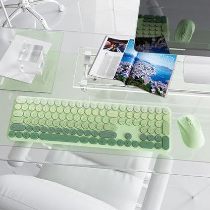 Wireless Keyboard and Mouse Combo, 110-Key Full Size (Gradient Cyan) | Silent Keyboard with Round Keycaps, 2.4GHz USB Plug-and-Play Wireless, Compatible with PC, Laptop, Mac - color: Gradient cyan