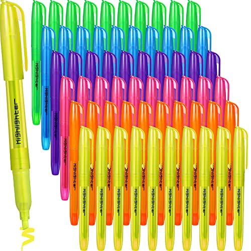 Thenshop 60 Pcs Highlighters Bulk 6 Assorted Colors No Bleed Chisel Tip Highlighter Markers Quick Dry Highlighter for Teacher Students Classroom Must Have Bible Study School Supplies for Adult Kids