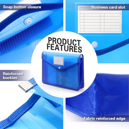 Tamaki Plastic Expanding File Folder, Fit Letter/A4 Size, Blue, 1 Pack | Transparent envelopes with Snap Closure, No Dividers, Large Capacity - color: Blue