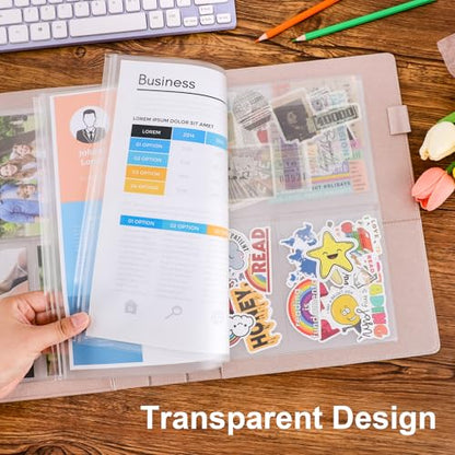 12PCS Letter Size Binder Pockets, 3-Hole Loose Leaf Insert Bag | for 3 Ring Binder, Waterproof PVC Document Organizer Folders for 8.5x11 Paper Business Office Supplies - size: Letter Size