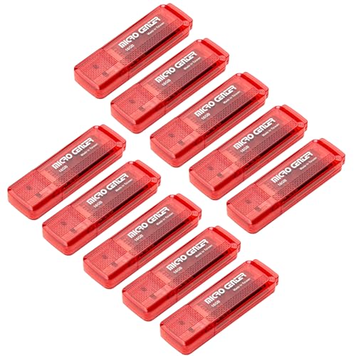 Micro Center SuperSpeed 10 Pack 16GB USB 3.0 Flash Drive Thumb Drive, Red | High Transfer Speed, 10X Faster than USB 2.0 USB Drive, LED Light Indicator, Type-A, Data Storage and Backup - color: Red - 16GB x10