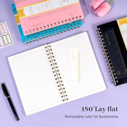 Yoment Spiral Notebook College Ruled A5 Spiral Bound Journal 160 Pages Thick Paper Plastic Hardcover Spiral Notebook 5x7 Wire Bound Notebooks for Note Taking School Office Supplies, Purple - color: Purple, style: C - Line - A5