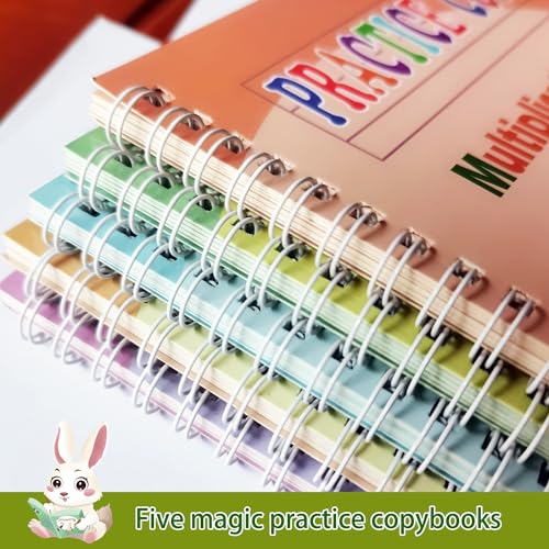 Reusable Grooved Handwriting Workbooks,Magic Copybook,Magic Writing Practice Copy Books, to Help Children Improve Their Handwriting Ink Practice Age 3-8 Calligraphy for Kids(5-Book Gift Set) - size: Large-(9.5in×6.3in)