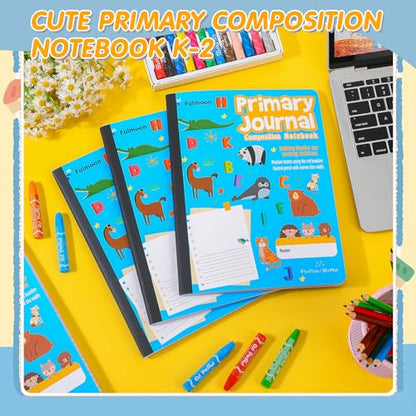 Fulmoon 24 Pcs Primary Composition Notebook K-2 with Picture Space Primary Journal Grades K-2 Draw and Write Journal Composition Book for Preschool Classroom, 80 Sheet (Blue) - color: Blue