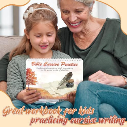 Grooved Cursive Handwriting Workbook for Kids 5-12 & Adults,Reusable Magic Practice Books with Disappearing Ink Pens,Grooved Kids Writing Book Cursive Workbook with Words Letters Bible Verses Sentence