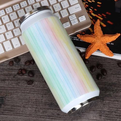 T&H XHome Stripes 10oz Stainless Steel Tumbler with Lid & Straw-Double Wall Vacuum Insulated Travel Mug Multi Stripe Farmhouse Watercolors Water Bottle Coffee Beverage Drinks Cup - size: 10 Ounces