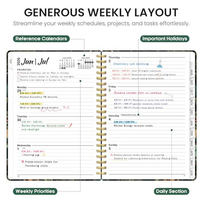 Planner 2026-2027, Academic Year Weekly and Monthly Calender Planner, from Jul 2026 - Jun 2027, Spiral Bound School Planning Book, Perfect for Teacher, Student, Women & Men, A5 (6.3" x 8.5"), Enchanted Grove - color: D-Enchanted Grove, size: (6.3"x8.5")a5