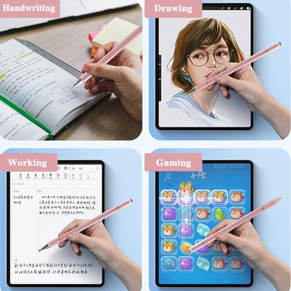 3 in 1 Universal Stylus Pen for Touchscreen,High Sensitivity & Precision Capacitive Stylus Pen for iPad Suitable for All Touch Screens of Nintendo Switch/iPhone/iPad/Android/Samsung/Tablets-Pink - color: Pink