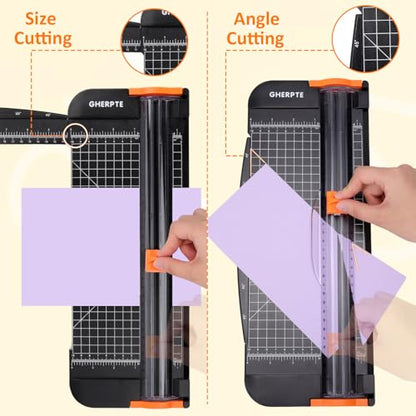 A4 Paper Cutter -12 Inch Paper Trimmer with 2pcs Replacement Blades with Safeguard Side Rulerfor Cut Gift Card,Coupon,Label, Cardstock,Photo - color: Black