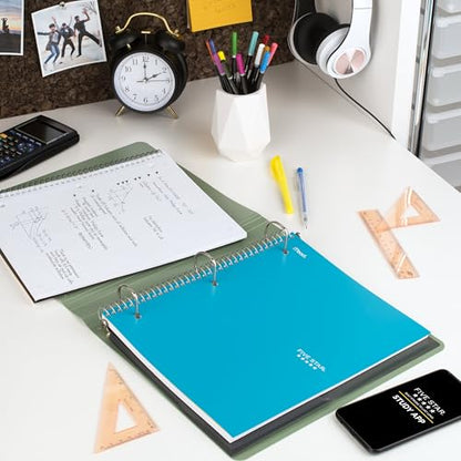 Five Star Spiral Notebook + Study App, 1 Subject, Graph Ruled Paper, 8-1/2" x 11", 100 Sheets, Fights Ink Bleed, Water Resistant Cover, Tidewater Blue (06190AA4), (Pack of 12) - color: Tidewater Blue, size: Single (Pack of 12)