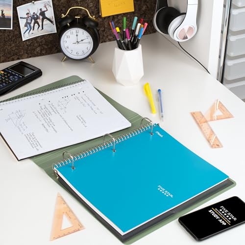 Five Star Spiral Notebook + Study App, 1 Subject, Graph Ruled Paper, 8-1/2" x 11", 100 Sheets, Fights Ink Bleed, Water Resistant Cover, Tidewater Blue (06190AA4), (Pack of 12) - color: Blue, size: Pack of 12