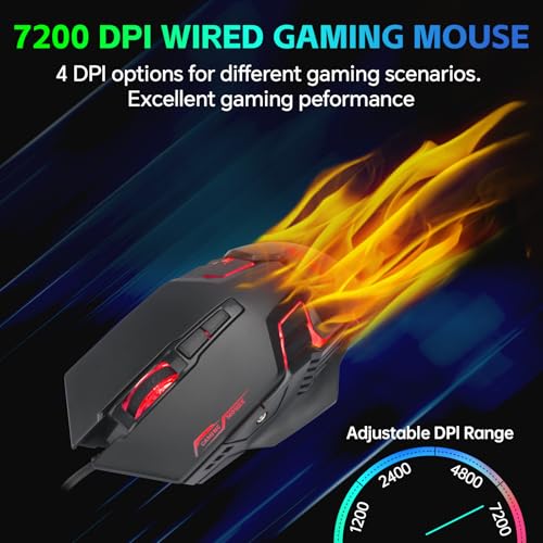 One Handed Gaming Keyboard and Mouse Combo for LOL/Wow/fortnite/Dota/PUBG | Half Mini RGB Keyboard, 35 Keys, Ergo Wrist Rest, LED 7200DPI CPI Customize Gaming Mouse, with USB Spilitter, Small Wired Set