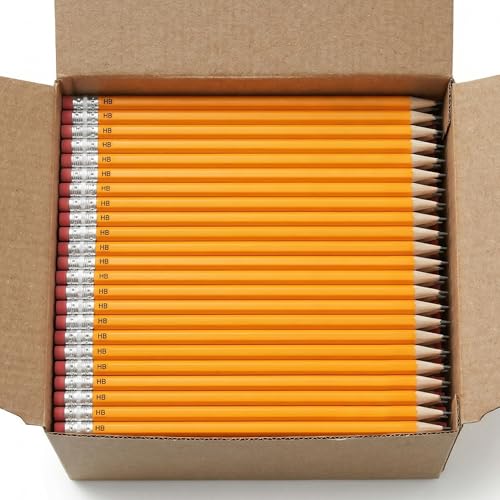 Wood-Cased #2 HB Pencils, 200 Pack Sharpened Yellow Pencils with Erasers, Bulk Pack Graphite Pencils for School and Teacher Supplies, Writing, Drawing and Sketching (200)