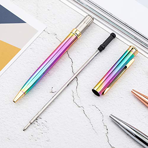 mollensiuer 3 Pieces Rainbow Metal Ballpoint Pen Retractable Crystal Pens Creative Signature Pens with 10 Pcs Replacement Refills for Office Supplies, Decorations, Women Gifts