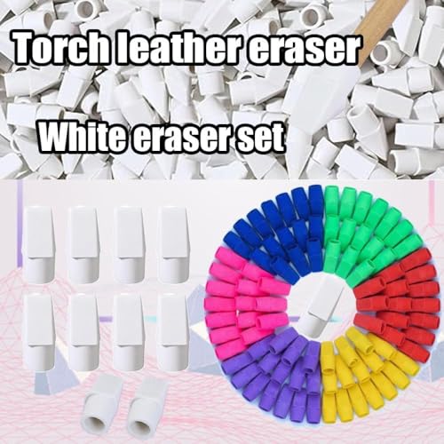 40 Pack Pencil Eraser Caps, White Pencil Top Erasers, Pencil Eraser Toppers for Writing, Drawing, Office, Home, Bulk Pencil Cap Erasers for Pencil Correction, Stationery Supplies